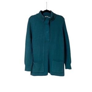 Soft Surroundings Sweater Size XL Pullover Rib Knit Long Sleeve Green Pockets